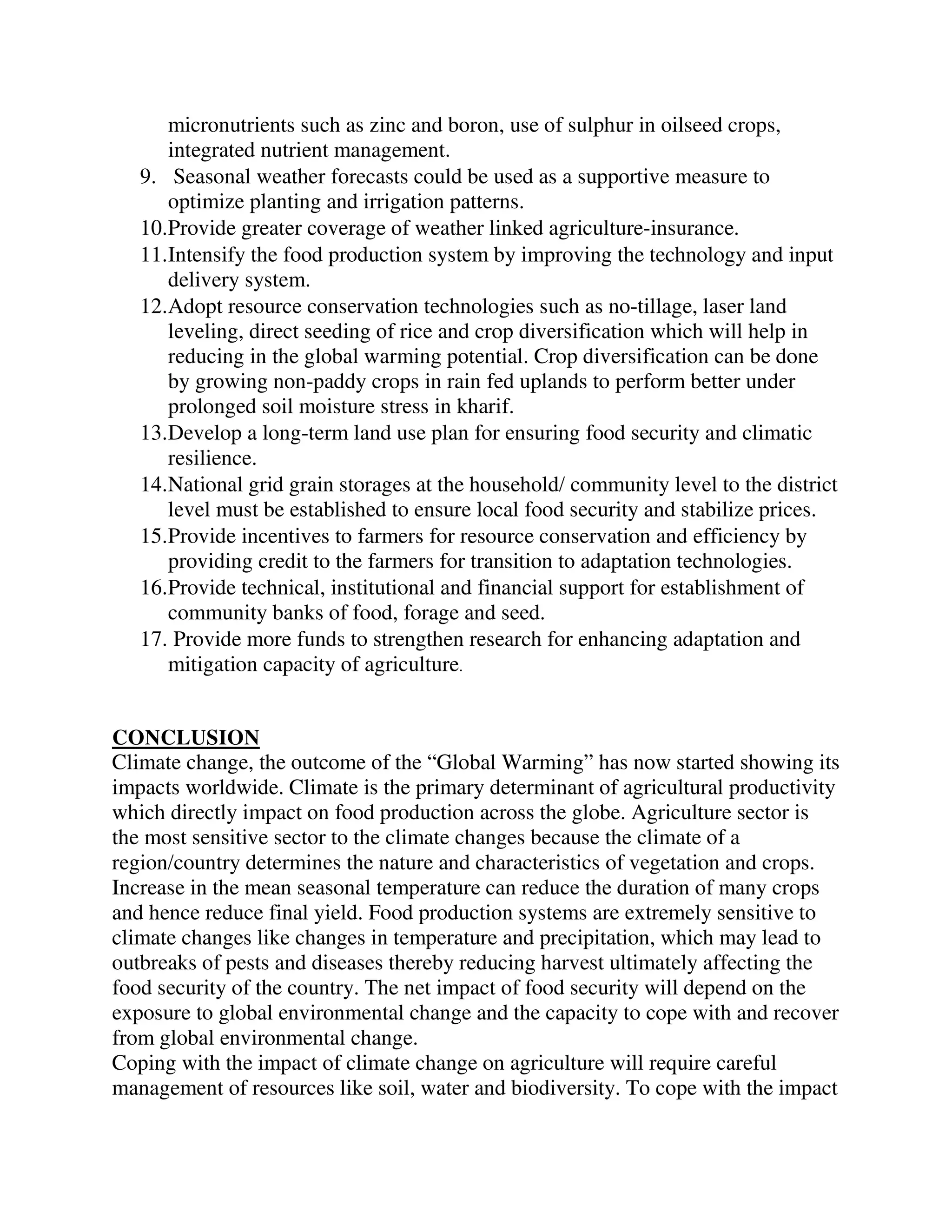 Climate change and its impact on agriculture | PDF