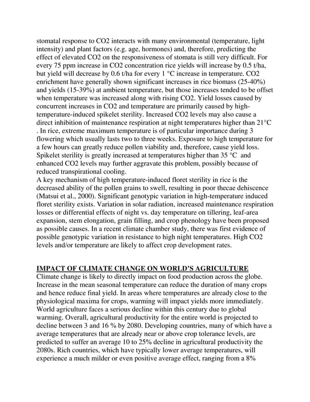 Climate change and its impact on agriculture | PDF