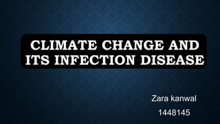CLIMATE CHANGE AND
ITS INFECTION DISEASE
Zara kanwal
1448145
 