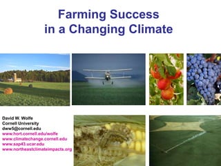Farming Success
                  in a Changing Climate




David W. Wolfe
Cornell University
dww5@cornell.edu
www.hort.cornell.edu/wolfe
www.climatechange.cornell.edu
www.sap43.ucar.edu
www.northeastclimateimpacts.org
 