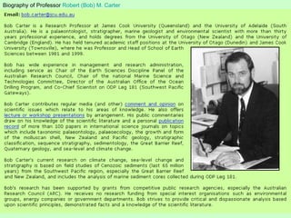 Biography of Professor  Robert (Bob) M. Carter   