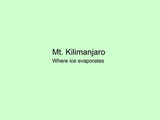 Mt. Kilimanjaro Where ice evaporates 