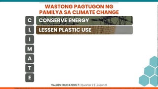 CLIMATE CHANGE values education  grade 7