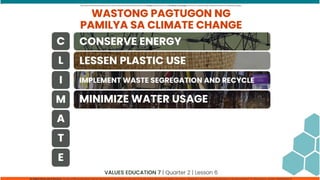 CLIMATE CHANGE values education  grade 7
