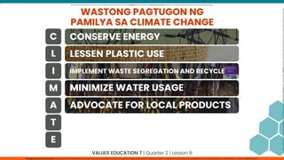 CLIMATE CHANGE values education  grade 7