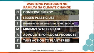 CLIMATE CHANGE values education  grade 7