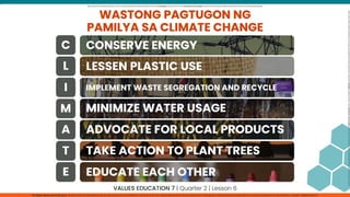 CLIMATE CHANGE values education  grade 7