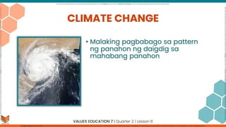 CLIMATE CHANGE values education  grade 7