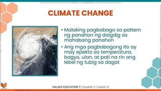 CLIMATE CHANGE values education  grade 7