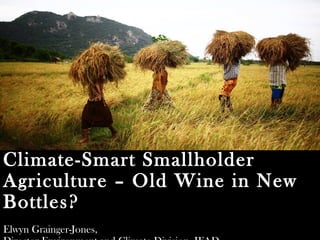 Climate-Smart Smallholder
Agriculture – Old Wine in New
Bottles?
Elwyn Grainger-Jones,
 