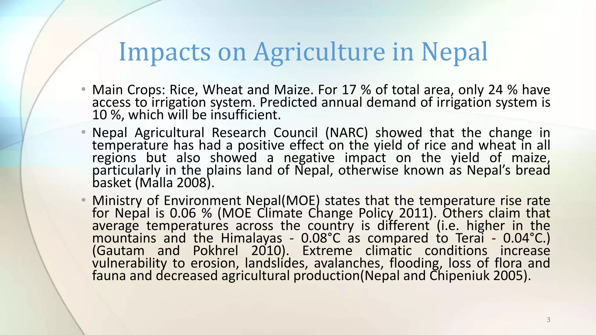 Climate change impacts in nepal and its future | PPTX