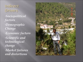 •Sociopolitical
factors
•Demographic
Change
•Economic factors

•Scientific and
technological
change
•Market failures
and distortions
 