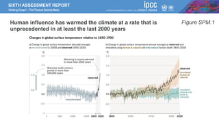 SIXTH ASSESSMENT REPORT
WorkingGroupI –ThePhysical ScienceBasis
Human influence has warmed the climate at a rate that is
unprecedented in at least the last 2000 years
Figure SPM.1
 