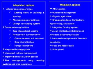 Climate change, its impact on agriculture and mitigation strategies | PPT