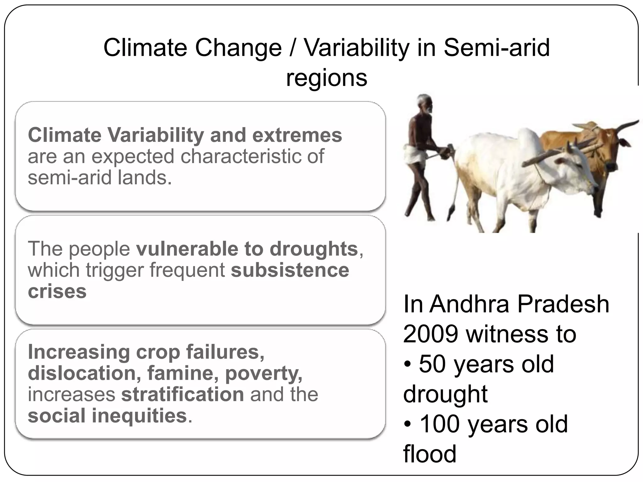 Climate Change / Variability in Semi-arid regions In Andhra Pradesh 2009 witness to 50 years old drought 