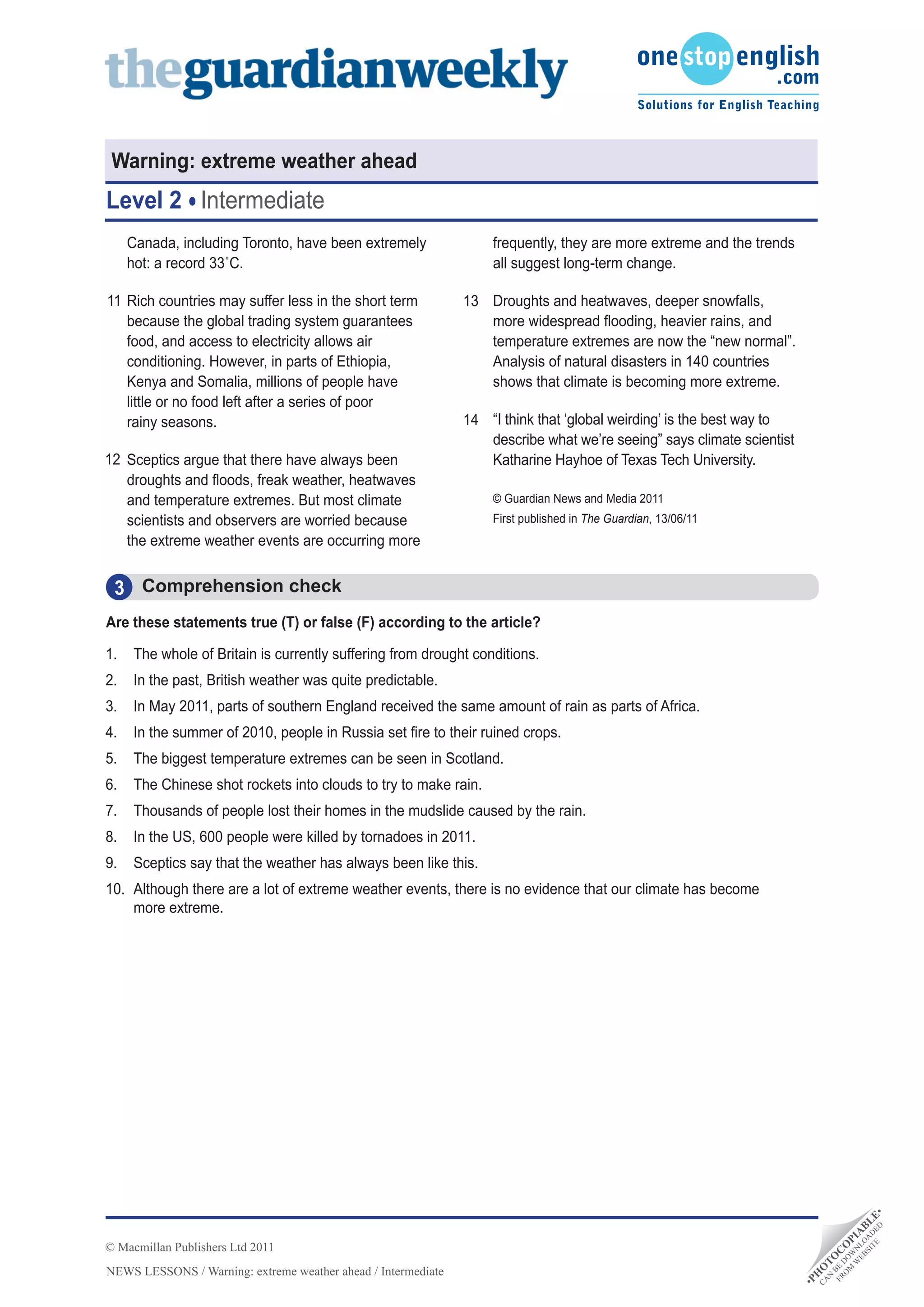 Climate change reading ni2