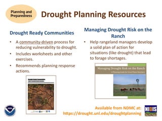 Drought Planning Resources
Drought Ready Communities
• A community-driven process for
reducing vulnerability to drought.
•...