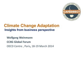 Climate Change Adaptation
Insights from business perspective
Wolfgang Weinmann
CCXG Global Forum
OECD Centre , Paris, 18-19 March 2014
 