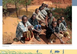 regional employment in Sub-Saharan Africa2. The case studies also show numerous                              The accounts in this publication show that policy-makers need a more detailed and
examples of infrastructure damage and destruction as a result of excessive rainfall, leaving                 engaged awareness of the varying and complex nature of vulnerability. Not all
communities in absolute poverty, as well as leading to a loss of animal and human life.                      people are equally vulnerable, and effective adaptation responses need to take into
                                                                                                             account the specific needs of particular groups. The post-2012 agreement must more
Of course, there are many features that make particular people or places vulnerable to
                                                                                                             effectively support community-based adaptation as part of an effective, pro-poor global
the effects of climate change. Areas may be vulnerable due to the nature of the land,
                                                                                                             climate change response.
for example, if it is low-lying, or due to socio-economic reasons such as insufficient
infrastructure, malnutrition and a lack of education. There are also some members of                         How are Individuals and Communities Already Adapting?
society who are more vulnerable than others. Poverty on an individual and community                          The experiences of the men, women and children discussed in this publication show that
level challenges the way in which people are affected by change and disaster. The rate                       they are already deeply engaged in the process of adaptation to climate change –
of poverty in Sub-Saharan Africa is 50% 3 and the continent has the largest prevalence of                    although they cannot meet these challenges single-handedly. People and communities
undernourishment relative to its population (32%)4. When this is the foundation for the                      are active and effective agents of change. They are aware of the big issues affecting their
impacts discussed above, it is no wonder that communities struggle to find ways in which                     lives and livelihoods, and of the immediate steps they can take to address these. However,
they are able to adapt to the increasing effects of climate change. Those who are dependent                  taking these steps requires support. Often, this will be financial support – after all, these
on natural resources are also particularly vulnerable, especially as 90% of agriculture is                   individuals are living in some of the poorest parts of the world. The absence of reliable
based on rain-fed crops.5 Furthermore, slum dwellers who live on unauthorised land                           estimates for these costs is impeding development efforts. At the same time, transferring
frequently lack infrastructure and are often settled in flood plains, leaving them prone to                  knowledge, technical capacity and experience is equally important to generate
the worst effects of flooding.                                                                               long-term and sustainable solutions.
The vulnerabilities also depend on the level of urbanisation. Africa’s population is becoming                As shown by the accounts in this report, people and communities are active agents
increasingly urbanised, and the urban lives and livelihoods are vulnerable to different kinds                of change in addressing the issues that affect them directly and indirectly. Community-
of climatic changes and hazards – strongly influenced by the provision of infrastructure and                 based adaptation is increasingly recognised as a key way for the world’s poorest and
services. Within rural communities, the young are more at risk from diseases and women                       most vulnerable people to build capacity to cope with the impacts of climate change. All
bear a disproportionate burden in the collection of water.                                                   of the accounts in this publication are evidence of the ingenuity of local people and their
                                                                                                             ability to initiate projects and to share knowledge. This was shown, for example, in the story
 3DUOLDPHQWDU 2I¿FH RI 6FLHQFH DQG 7HFKQRORJ 2FWREHU  