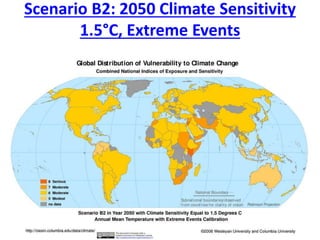 Scenario B2: 2050 Climate Sensitivity
1.5°C, Extreme Events
 