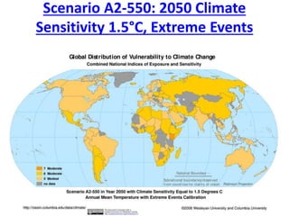 Scenario A2-550: 2050 Climate
Sensitivity 1.5°C, Extreme Events
 