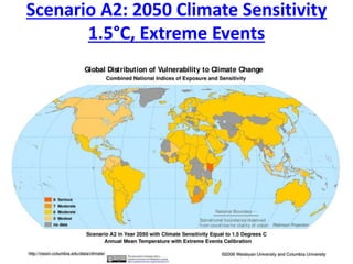 Scenario A2: 2050 Climate Sensitivity
1.5°C, Extreme Events
 