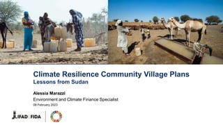 Climate Resilience Community Village Plans
Lessons from Sudan
Alessia Marazzi
Environment and Climate Finance Specialist
08 February 2023
 