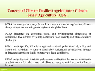 Climate resilient agriculture adaptation and mitigation strategies | PPT