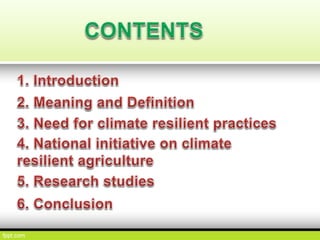 Climate resilient agriculture adaptation and mitigation strategies | PPT