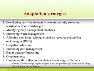 Climate resilient agriculture adaptation and mitigation strategies | PPT