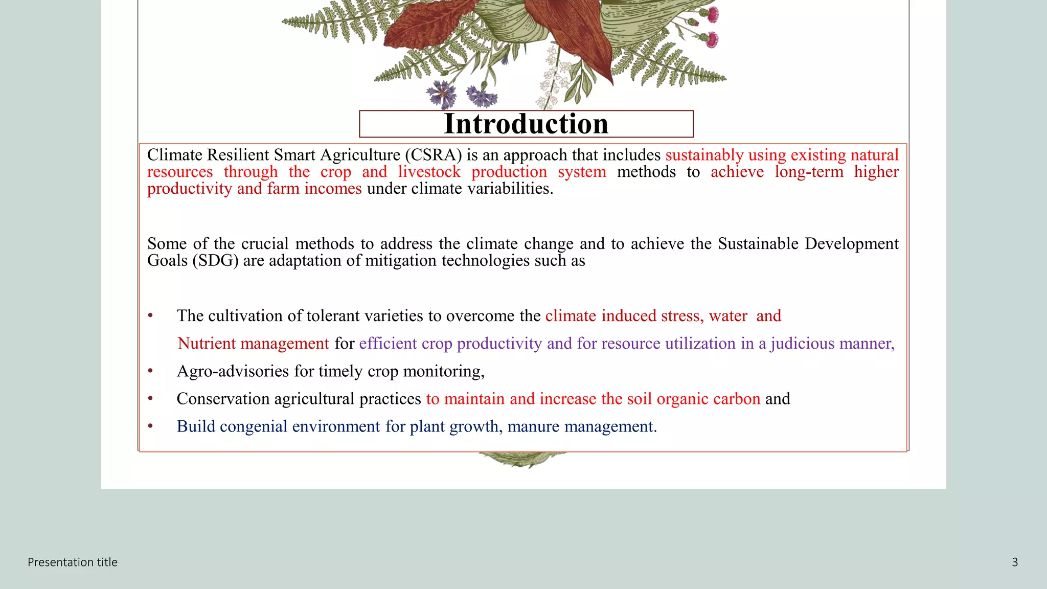 CLIMATE RESILIENT SMART AGRICULTURE THROUGH ADAPTATION AND MITIGATION.pptx