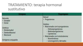 TRATAMIENTO: terapia hormonal
sustitutivo
 