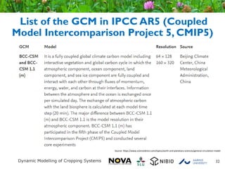 List of the GCM in IPCC AR5 (Coupled
Model Intercomparison Project 5, CMIP5)
32
Source: https://www.sciencedirect.com/topics/earth-and-planetary-sciences/general-circulation-model
 