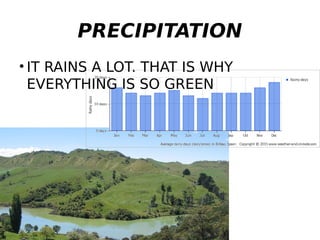PRECIPITATION
• IT RAINS A LOT. THAT IS WHY
EVERYTHING IS SO GREEN
 