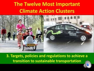 The Twelve Most Important
Climate Action Clusters
3. Targets, policies and regulations to achieve a
transition to sustainable transportation
 