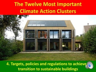 The Twelve Most Important
Climate Action Clusters
4. Targets, policies and regulations to achieve a
transition to sustainable buildings
 