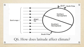 Q6. How does latitude affect climate?
 