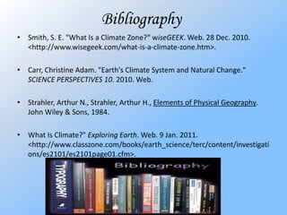 Air currentsPrevailing winds are yet another aspect that contribute in shaping a region’s climate. These winds mainly affect the precipitation of a region. As prevailing winds pass over the ocean, it picks up water vapours. With the assistance of the winds the vapours are then carried towards land. Eventually condensation takes place and it rains. Because of this behavior, regions where prevailing winds pass over water before reaching land have higher amounts of precipitation as compared to regions that are deprived of such winds. Prevailing winds also can have an impact on the temperature of a zone. For example, Because, winds coming from the north pole tend to be cold and dry, the regions the wind passes over may also become colder and drier.