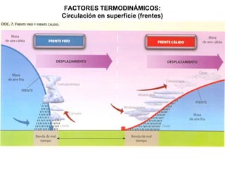 FACTORES TERMODINÁMICOS:
Circulación en superficie (frentes)
 
