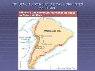 INFLUÊNCIAS DO RELEVO E DAS CORRENTES MARÍTIMAS 
