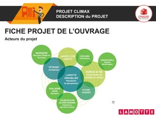 01 PROJET CLIMAX
DESCRIPTION du PROJET
Acteurs du projet
FICHE PROJET DE L’OUVRAGE
 