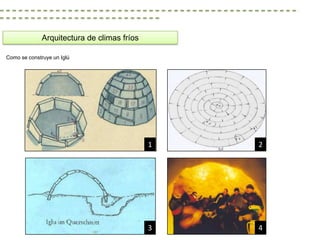 Arquitectura de climas fríos

Como se construye un Iglú




                                             1   2




                                             3   4
 
