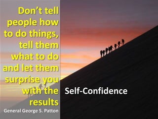 Don’t tell
people how
to do things,
tell them
what to do
and let them
surprise you
with the
results
General George S. Patton
Self-Confidence
 