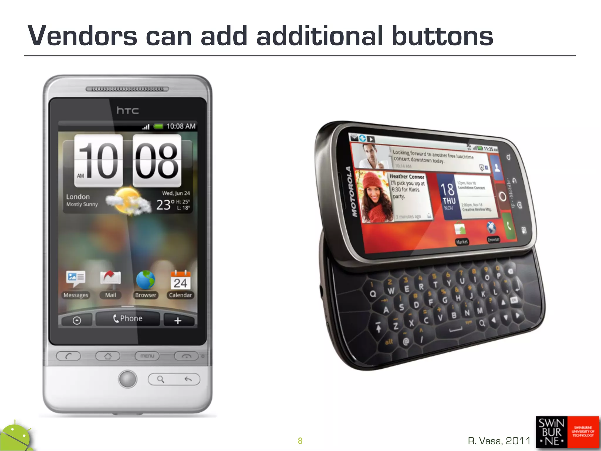 Vendors can add additional buttons




                   8            R. Vasa, 2011
 