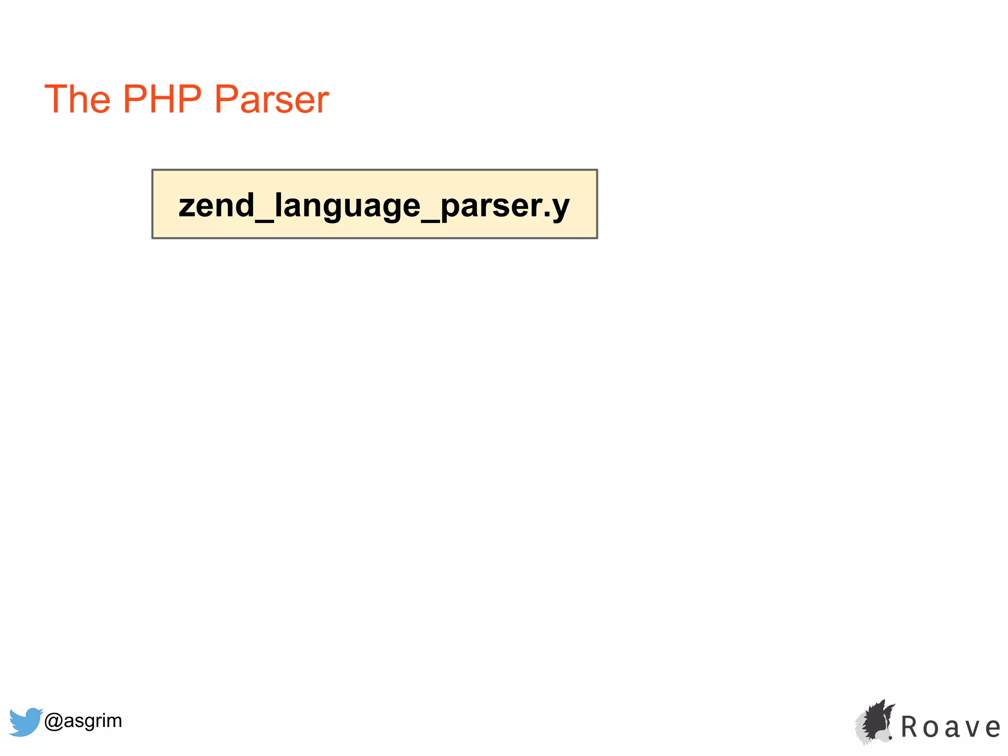 @asgrim
The PHP Parser
zend_language_parser.y
 