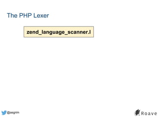 @asgrim
The PHP Lexer
zend_language_scanner.l
 