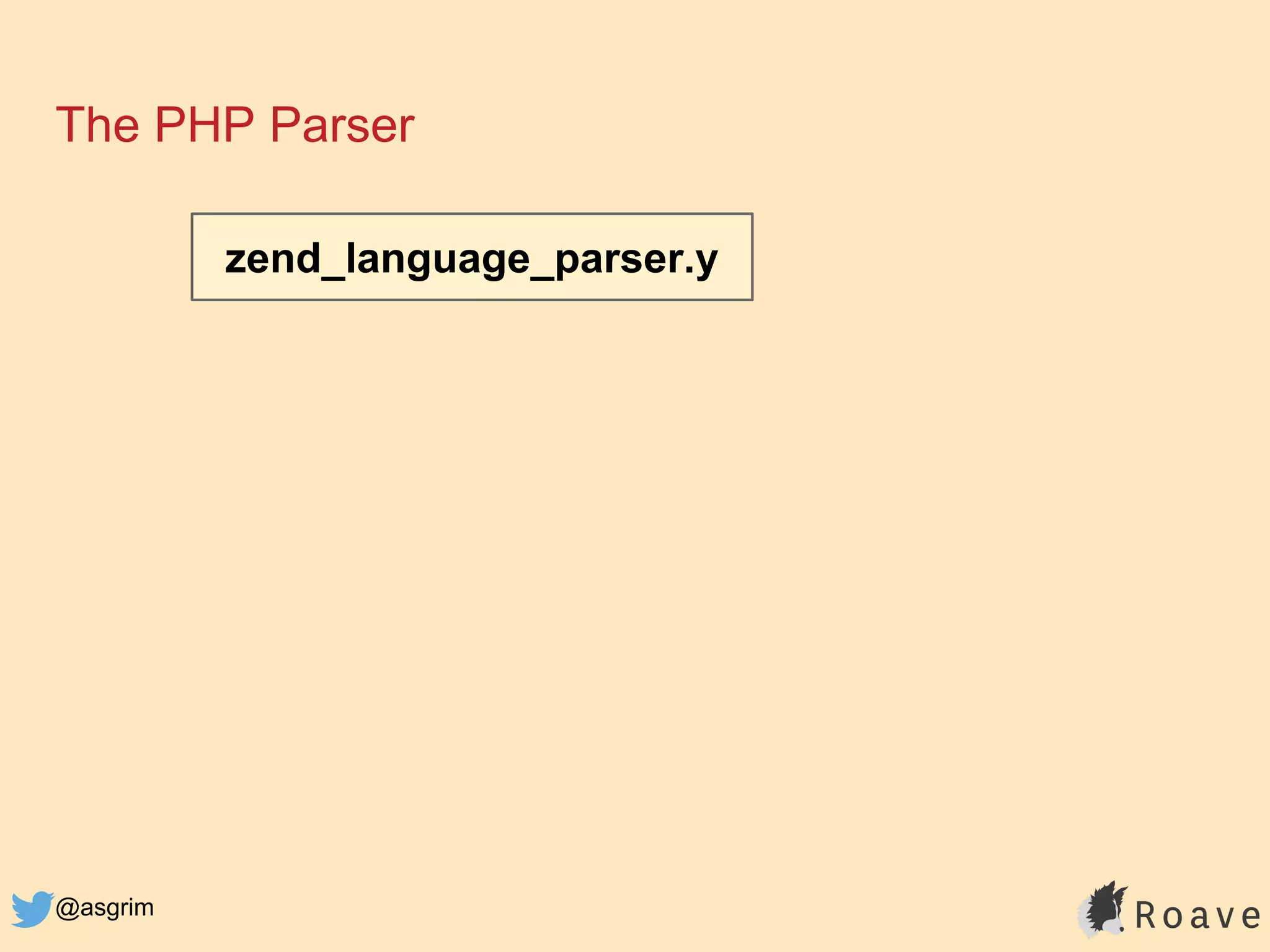 @asgrim
The PHP Parser
zend_language_parser.y
 