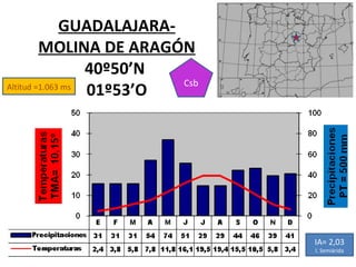Altitud =1.063 ms GUADALAJARA-MOLINA DE ARAGÓN 40º50’N  01º53’O Csb IA= 2,03 I. Semiárida 