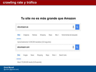 #ClinicSEO @oriolm - @arturomarimon - @jordiobdotcom
crawling rate y tráfico
Oriol Morell
@oriolm [@gmail.com]
Tu site no es más grande que Amazon
 