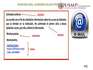PARTES DEL CORREO ELECTRÓNICO
43
 